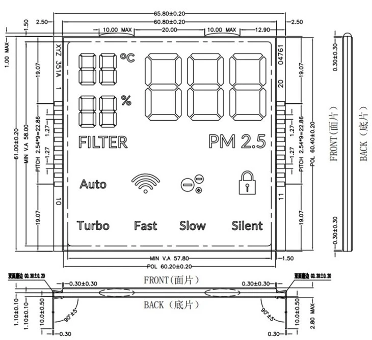 VA Negative Segment LCD Display